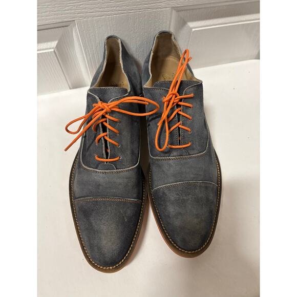 Donald J Pliner Italy Gray Suede Cap Toe Oxfords Orange Sole Men’s 9.5 main image 9